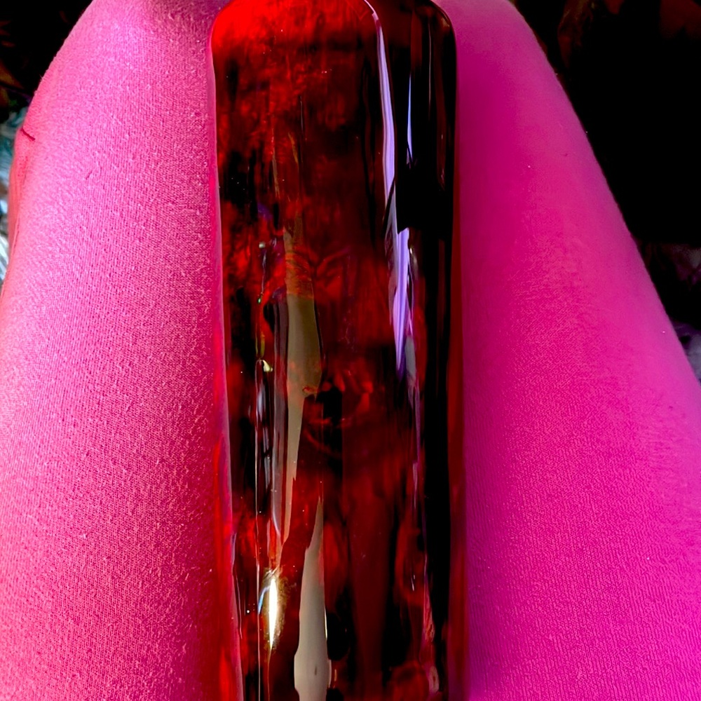 Handmade Tumbler red, black with a wolf, quote says it’s your road